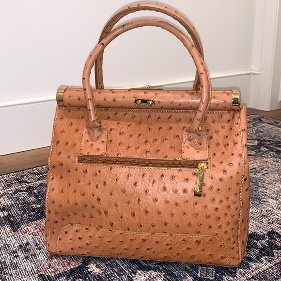 Pelle Di Giada Embossed Leather Ostrich Bag Classic timeless beauty - Picture 2 of 13